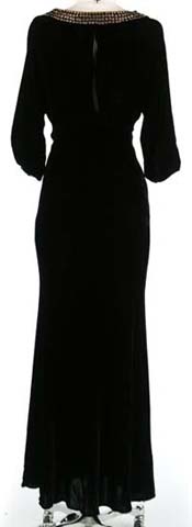 30s black silk velvet metal studs bias dress