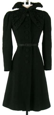 40s Black Curly Lamb Puff Sleeve Coat Jacket