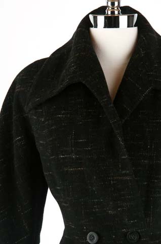 40s Charcoal Wool NIPPED Waist Short Jacket Coat