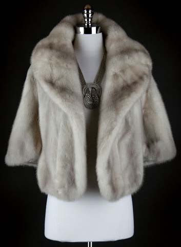 50s silver mink fur cape wrap stole jacket dress coat
