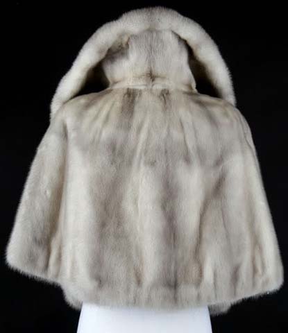 50s silver mink fur cape wrap stole jacket dress coat