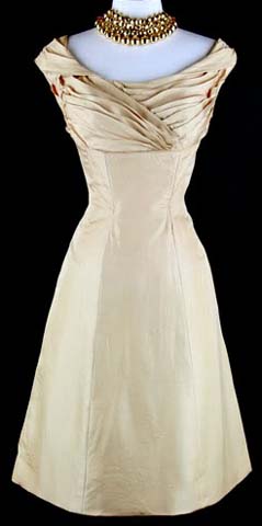 50s Designer Ceil Chapman Rouched Cocktail Dress