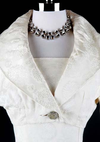50s Ivory Brochade Wedding Dress Bolero Jacket