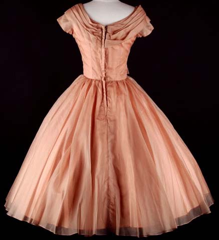 50s Mocha Organza Wedding Party Cocktail Dress