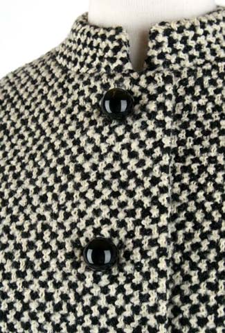 60s black white wool tweed coat jacket