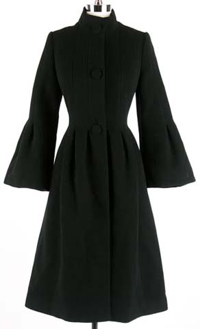 60s Black Belle Sleeve Mod Wool Coat Jacket