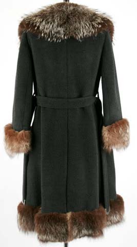 60s gray cashmere raccoon fur wrap coat jacket