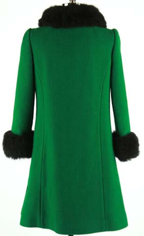 60s green wool fur mod princess coat jacket