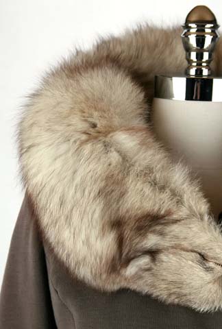 60s mocha knit fur trim princess coat jacket