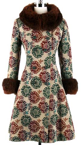 60s wool tapestry princess fur trim coat jacket