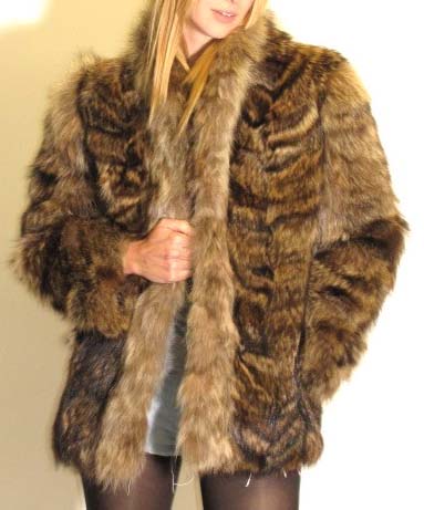 70s Shaggy Raccoon Fur Hippie Boho Coat