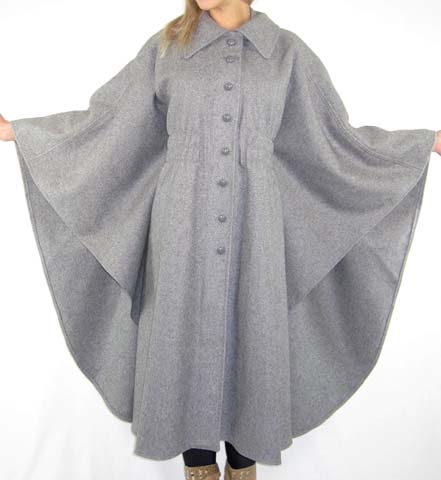 70s Avant Garde Gray Draped Wool Cape Coat