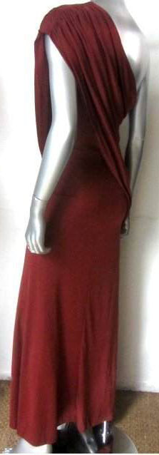 70s disco dress - Halston grecian, draped, one shoulder, fluid.