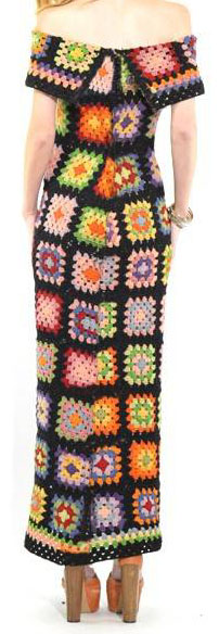 70s vintage maxi dress. Sheer crochet.