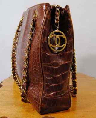 Chanel 80s French crocodile handbag