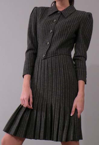 80s Valentino pin striped wool dress