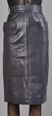 80s Yves Saint Laurent navy high waist leather pencil skirt